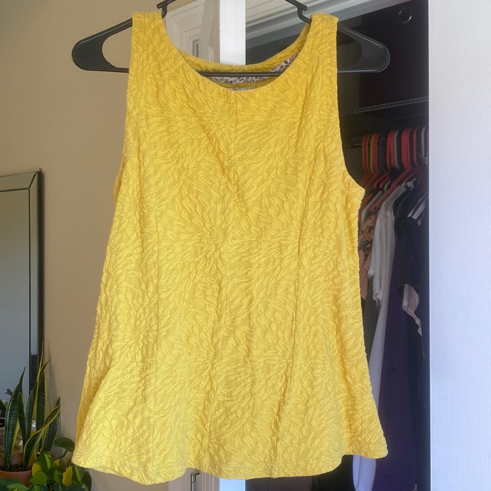 Anthropologie yellow patterned tank
